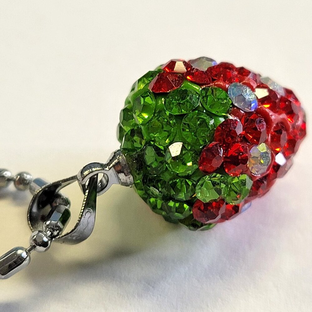 Kids, Teens Red Strawberry Pendant with Swaroski elements on a 18k Silver Chain - Picture 4 of 13